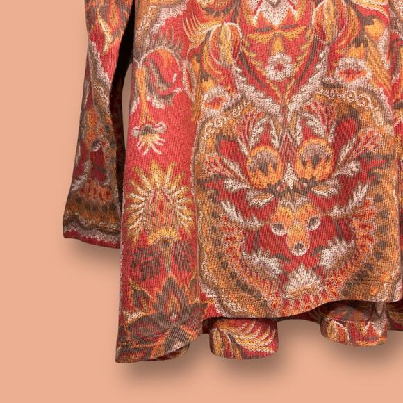 Soft Surroundings Size Medium Spice Market Burnt Orange Paisley Swing Tunic Top - Picture 4 of 8